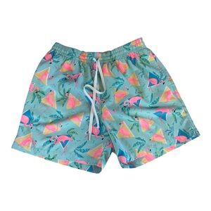 Chubbies The Cucamongas 5.5” Flamingo Swim Trunks Large Aqua